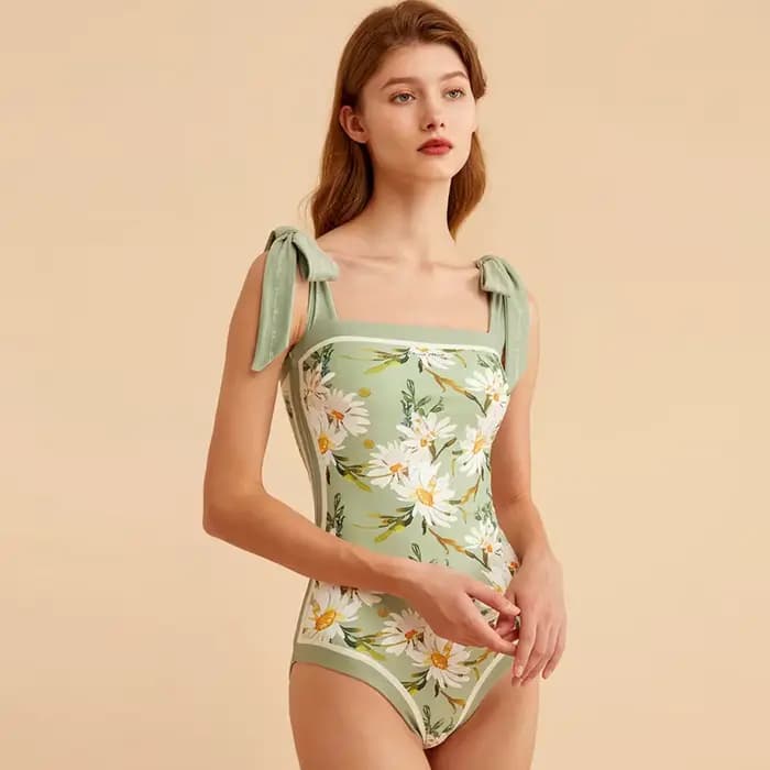 Rétro reversible sangle une pièce maillot de bain femmes modeste maillots