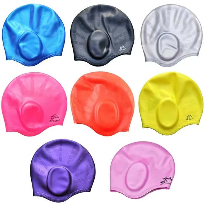 Bonnets de bain imperméables pour hommes et femmes, cheveux longs, protection des oreilles, chapeau de plongée en Silicone