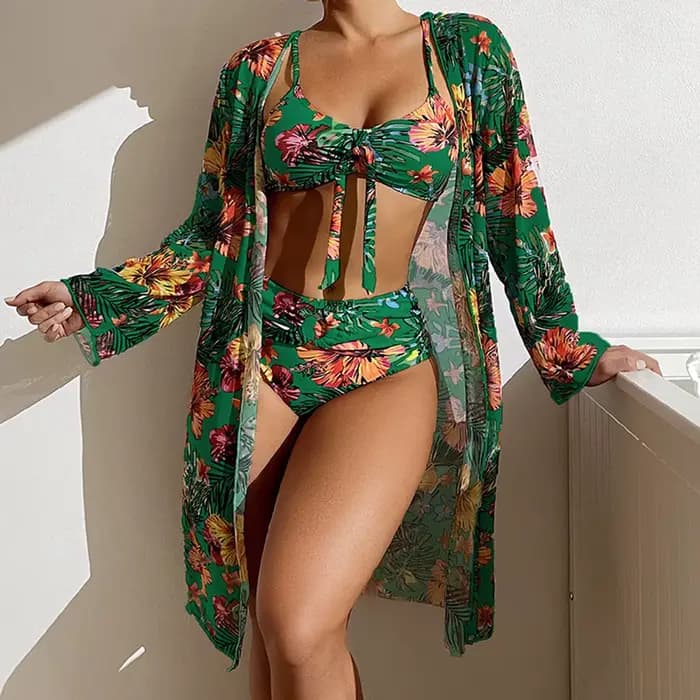 Maillot de bain en maille à imprimé floral pour femmes
