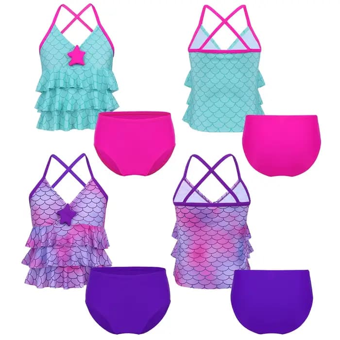 Maillot de bain sirène pour enfants, maillots de bain pour filles, maillots de bain pour enfants, bikini trempé, vêtements de plage d'été, ensembles de vacances, 2 pièces