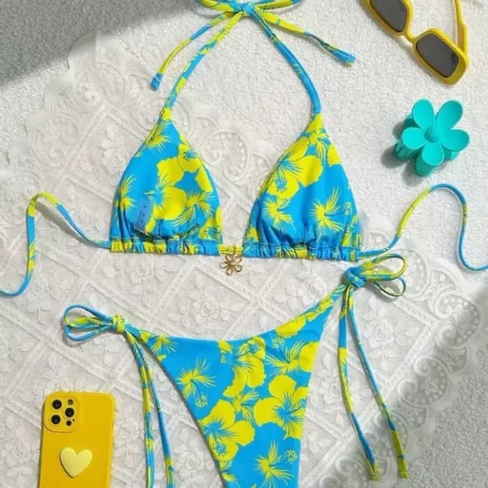 Bikini d'été pour femmes, amincissant, dissimulant, décontracté, Floral, Durable, haute élasticité, Style vacances, sport, maillot de bain fendu