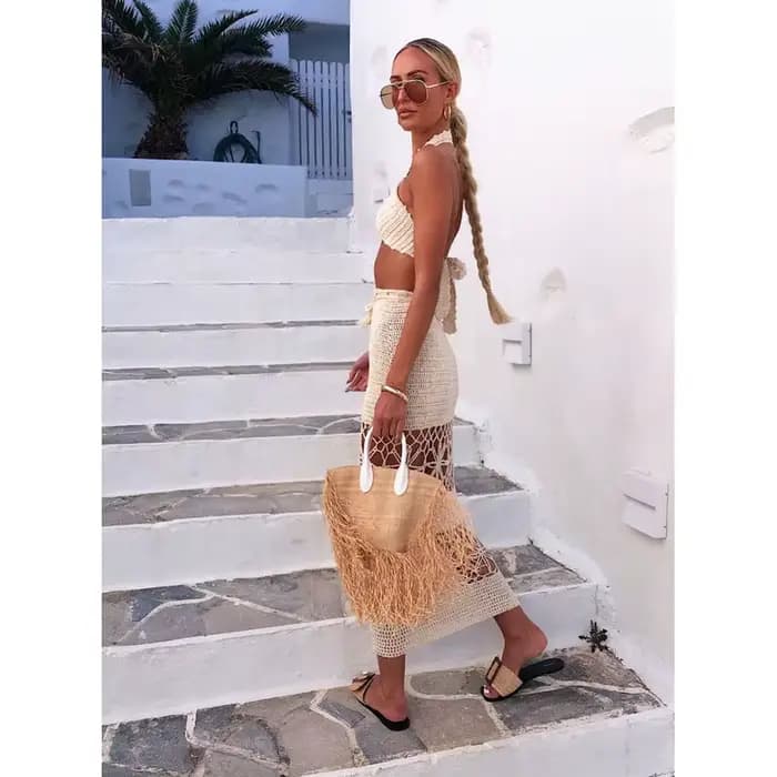 Robe de plage longue, détail Crochet