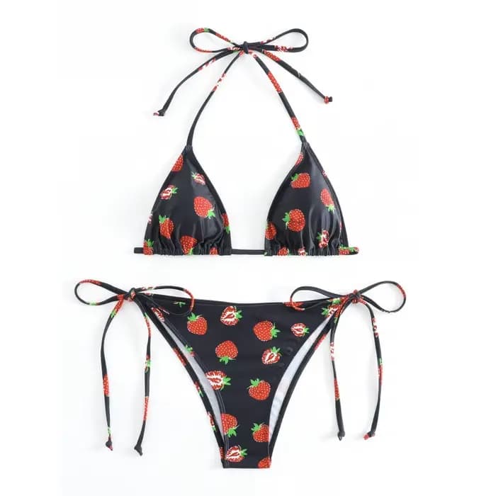 2025 Maillot de bain bikini imprimé fraises sexy