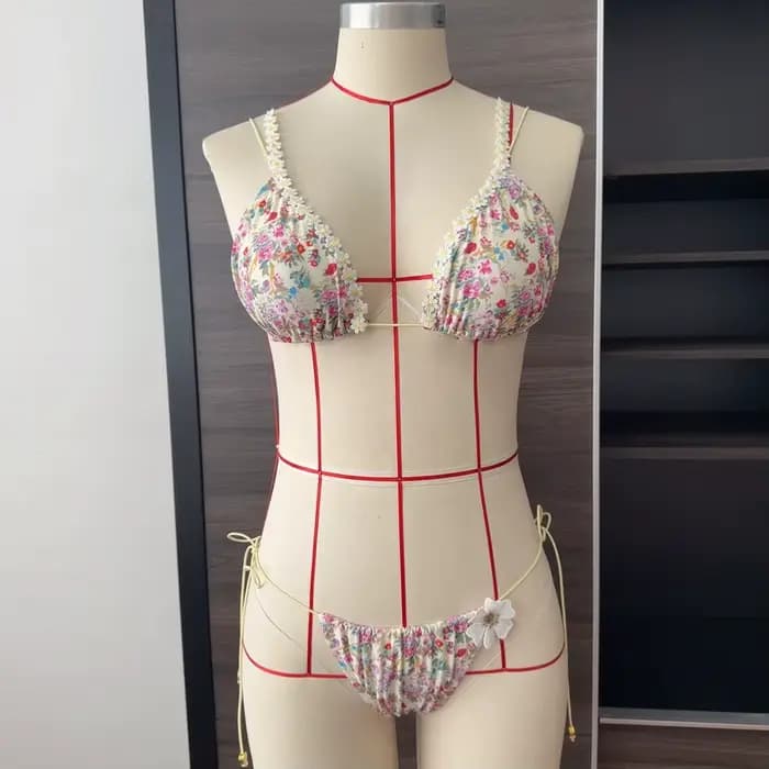 Maillot de bain blanc uni, imprimé Floral, bordé, ensemble deux pièces, Sexy, pour femmes, Micro string, Bandage, maillots de bain, 2026