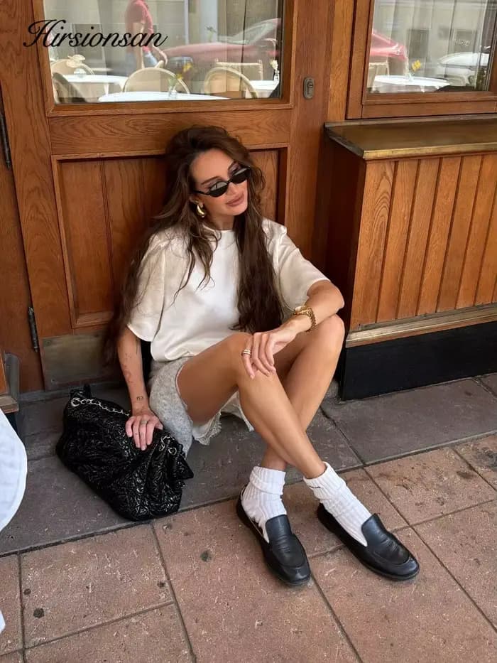 Hirsionsan – ensemble deux pièces pour femmes, hauts courts et shorts en dentelle, tenue élégante de haute qualité, survêtement doux