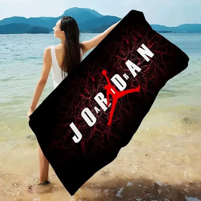Serviette de plage Jordan Basketball Logo en tissu à séchage rapide avec impression 2D sur une face