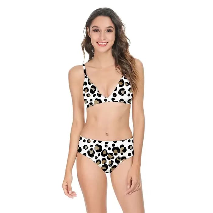Femmes Sexy Bikini maillot de bain taille haute imprimé léopard décontracté hawaïen dos nu maillots de bain maillot de bain vêtements de sport