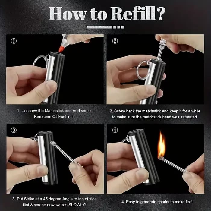 Briquet assorti en métal de silex, briquet de survie d'urgence Portable pour Camping en plein air, peut éclairer 10,000 fois, paquet de 1-50