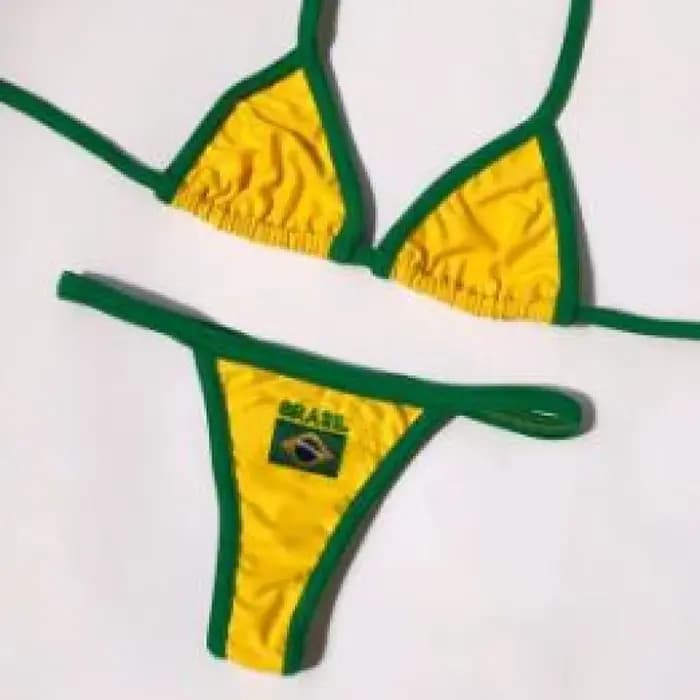 Ensemble bikini brodé drapeau brésilien pour femme