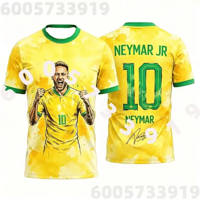 Maillot de football Neymar Jr. Brésil 2026 – Tenue de match et d'entraînement – T-shirt sport d'été pour homme – Vêtements pour enfants Y2K – T-shirts pour toute la famille