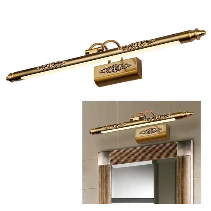 Lampe de salle de bain européenne en bronze antique, murale, 8W, 50cm, IP44, étanche, en fer, lumière LED pour miroir, pour le maquillage et l'éclairage de la coiffeuse