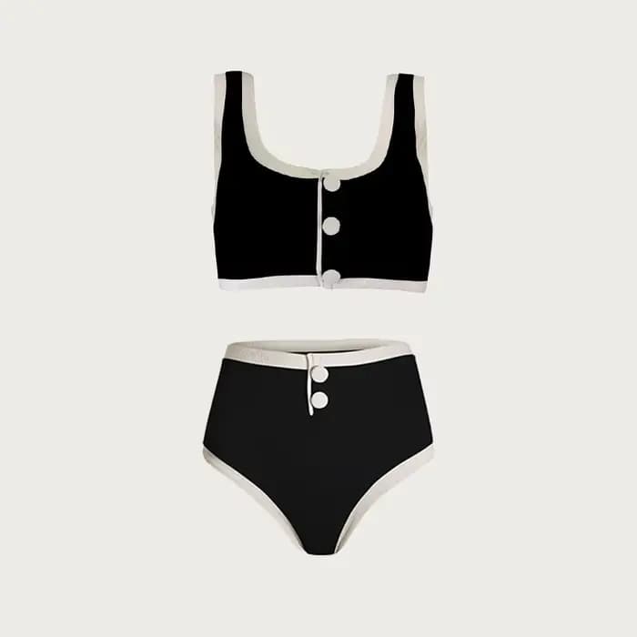 Maillot de bain bikini femme noir et blanc