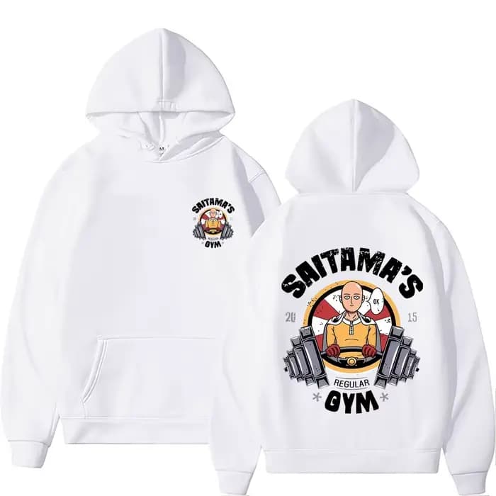 Anime One Punch Man Saitama Saitama's Gym drôle Meme sweat à capuche hommes femmes décontracté polaire sweat à capuche en coton hommes surdimensionné sweat