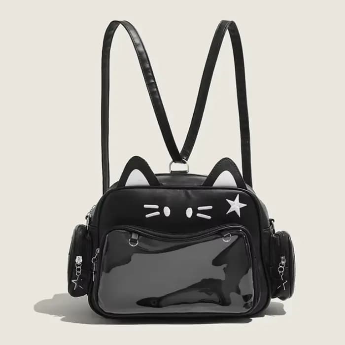 Sacs à dos Y2K Cat Ita pour femmes, sacs à bandoulière en PU, poche transparente pour filles mignonnes, esthétique initiée, coréen, Japon, Kawaii, mode