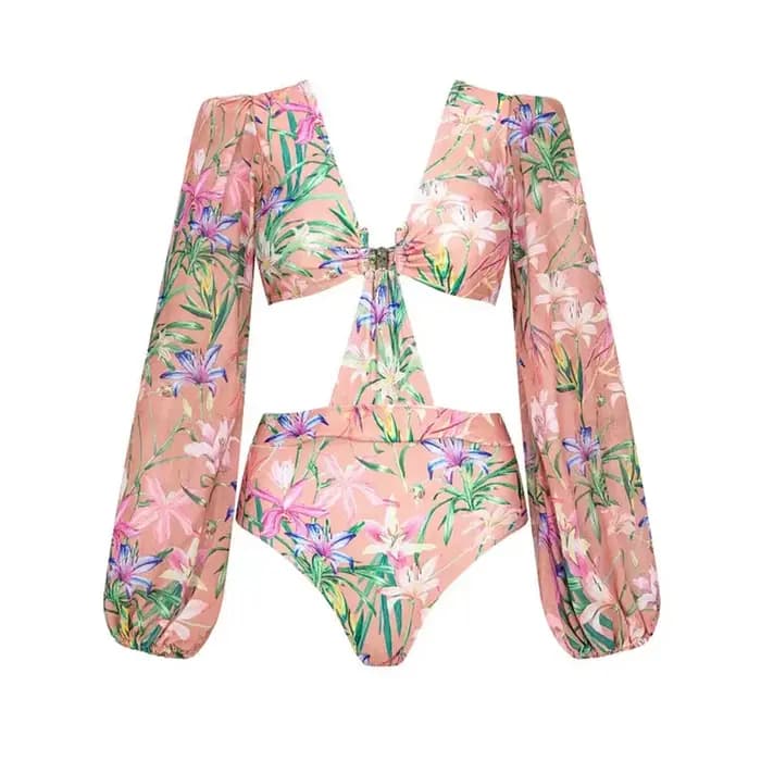 Femmes maillots de bain été imprimé fleuri col en v maillot de bain une pièce body Bikini ensemble plage Style porter robe Maxi jupe vacances