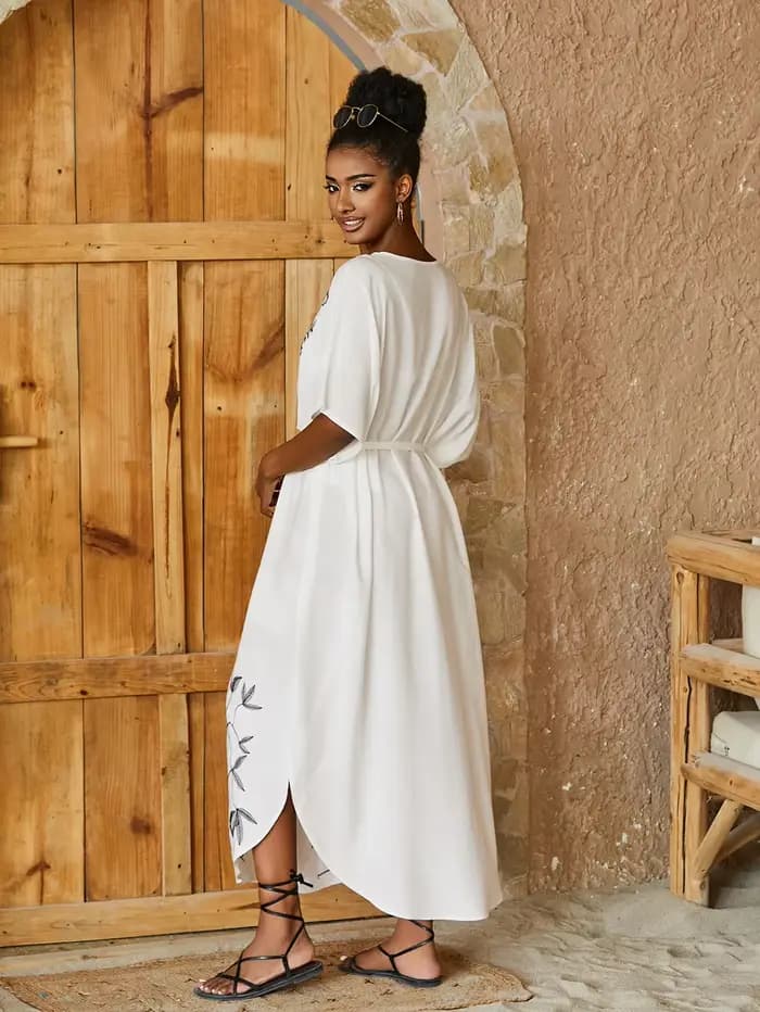 Maillot de bain brodé caftan robes tenue d'été pour femmes