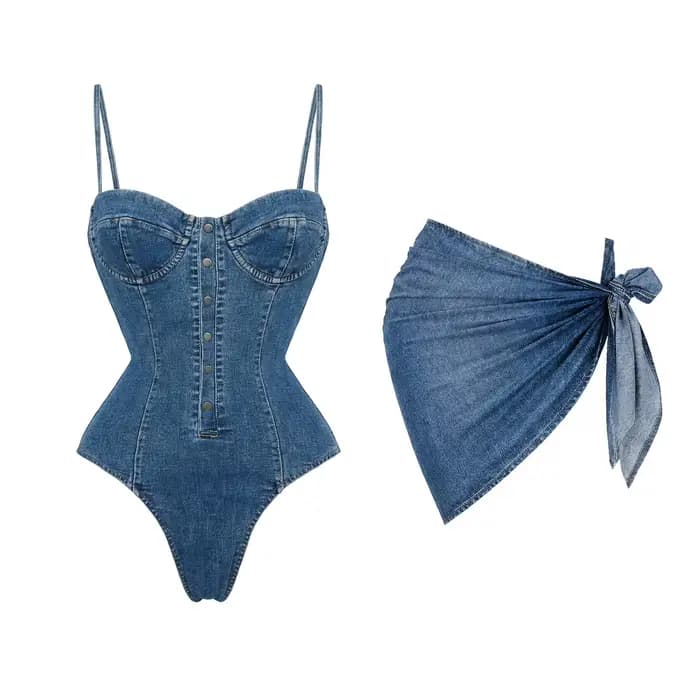 Maillot de bain sexy femme 2026 imprimé denim