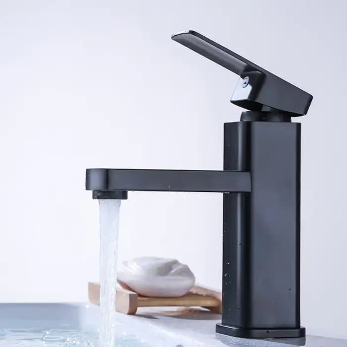Robinet de lavabo noir pour salle de bain, mitigeur ABS chaud et froid, robinet de cuisine à poser sur comptoir