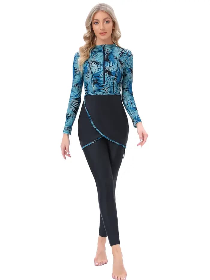 Maillot de bain musulman femmes modeste manches longues maillot de bain 3 pièces Burkinis islamique