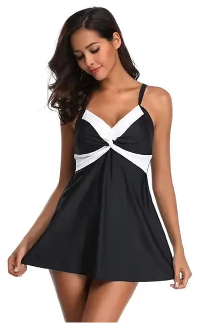 Maillot de bain deux pièces noir et blanc