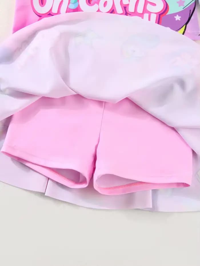 Filles enfants maillot de bain 2026 nouveau rose dessin animé manches longues maillots
