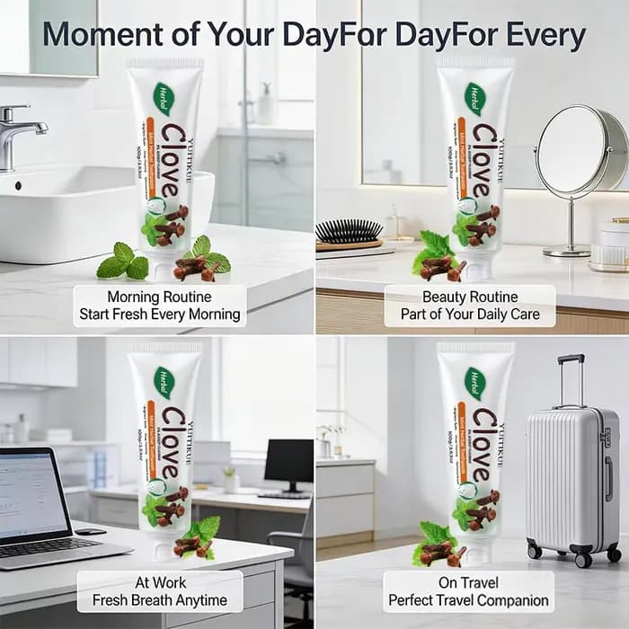 Dentifrice Herbal au Clou de Girofle YUITIKUE 100g, Formule Menthe, Nettoyage en Profondeur, Polissage des Dents, Rafraîchissement de l'Haleine