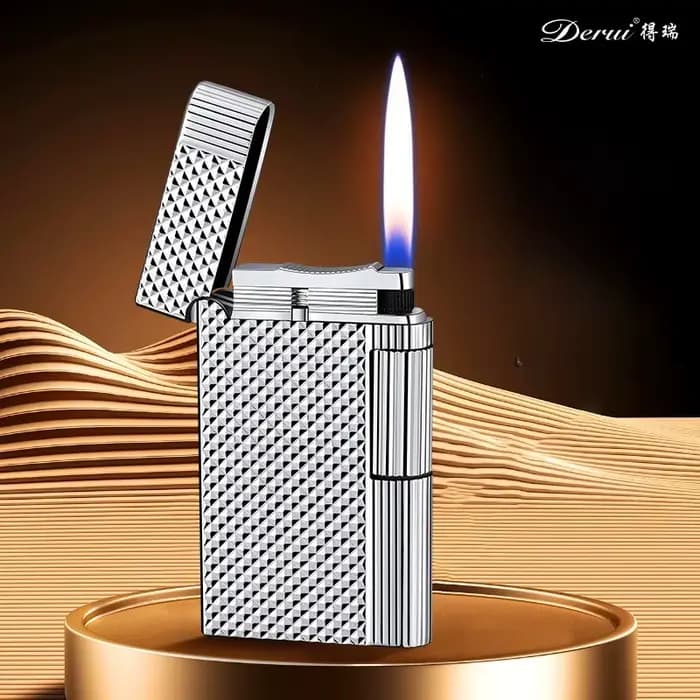 Briquet gonflable Derui à double face, sculpté et incrusté avec soin, briquet de luxe léger pour homme, cadeau haut de gamme