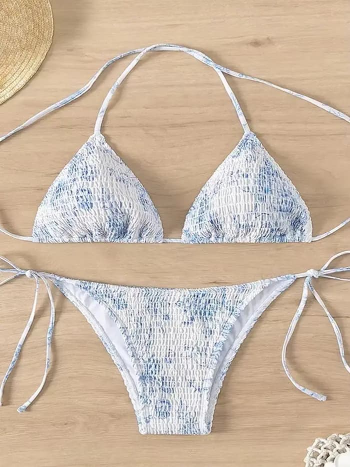 Sexy Floral Bikini 2 pièces ensemble femmes mode à lacets maillot de bain fendu dos nu plage Bikinis 2025 nouveau maillot de bain d'été Bikinis ensemble
