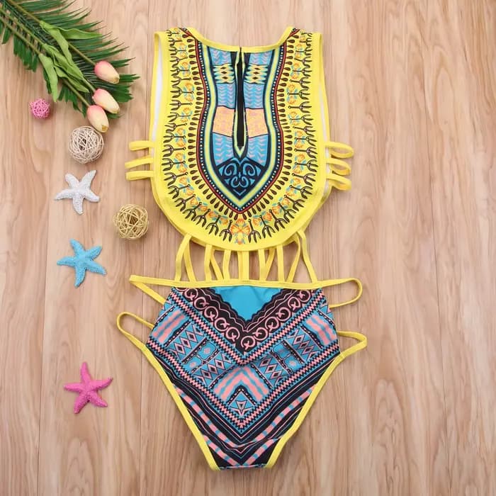 Femmes ethnique Floral une pièce maillot de bain africain maillot de bain taille haute imprimé couvrir Bikini ensemble Vintage Sexy maillots de bain maillots de bain