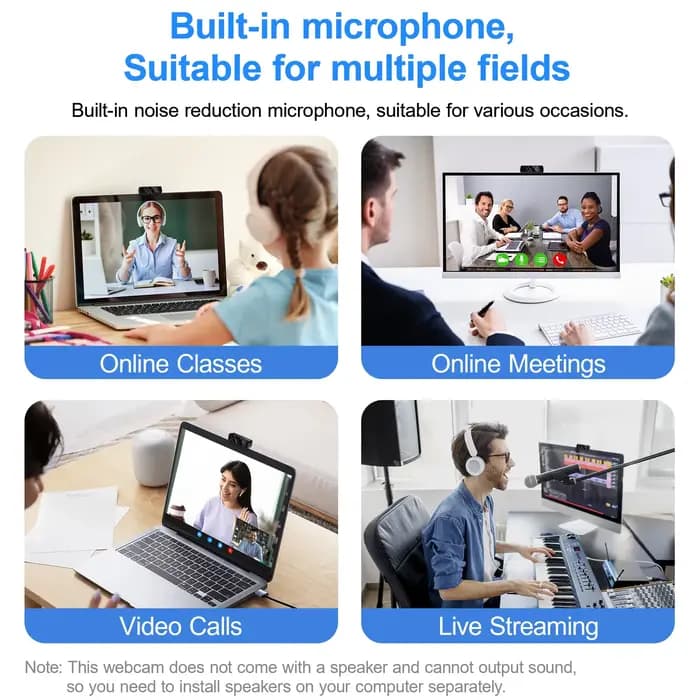 Caméra Web HD 1080P caméra Web USB avec Microphone caméra Autofocus PC ordinateur portable Webcam en Streaming en direct pour les appels vidéo
