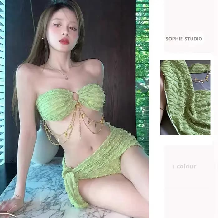 Ensemble de bikini de levage sexy 3 pièces maillot de bain enveloppant couvrir minceur