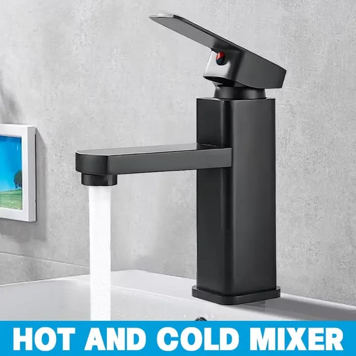 Robinet de lavabo noir pour salle de bain, mitigeur ABS chaud et froid, robinet de cuisine à poser sur comptoir