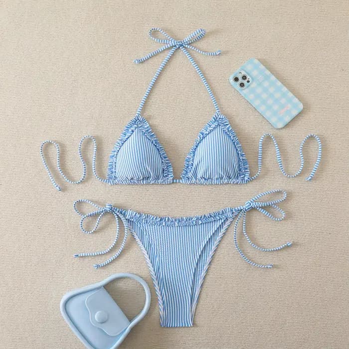 Nouvel ensemble de bikini sexy à col halter et liens latéraux