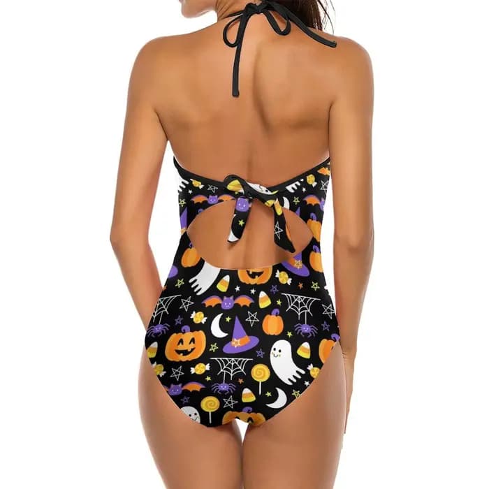 Happy Haunts maillot de bain effrayant mignon Halloween une pièce maillots de bain Push Up Sport maillot de bain Sexy V profond maillots de bain tenues de plage