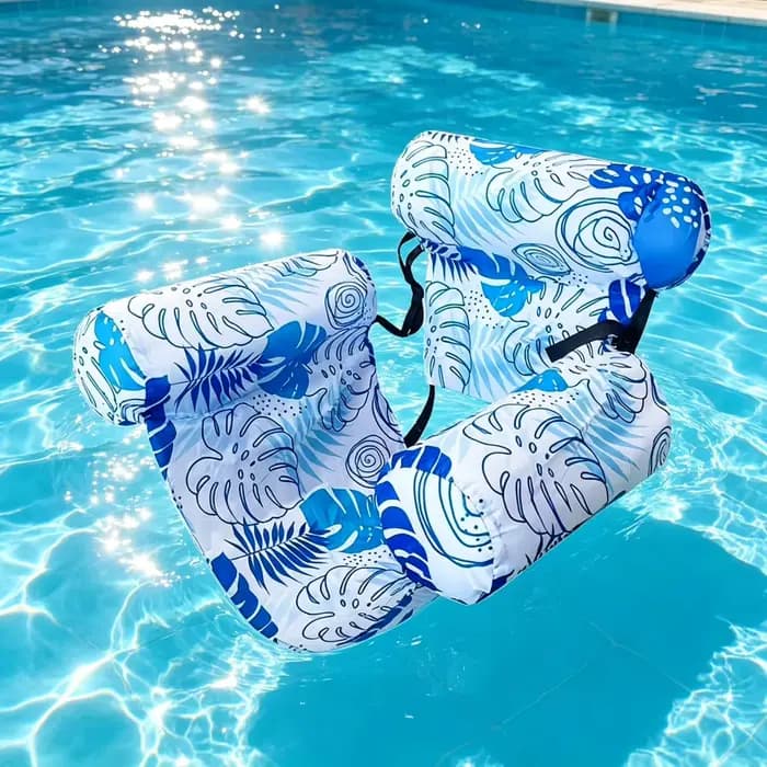 Chaise longue gonflable à imprimé tropical avec dossier