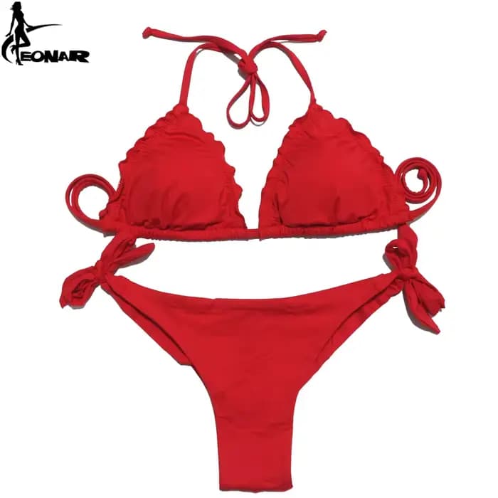 Maillot de bain push-up à volants pour femme
