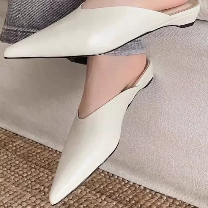 Mules pointues haut de gamme pour femmes, vêtements d'été, demi-pantoufles paresseuses à la mode avec talons moyens et épais, chaussures