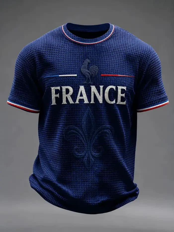 Maillot de football style français pour hommes et femmes, t-shirt à motif imprimé 3D, haut à manches courtes, séchage rapide, respirant, décontracté, pour l'extérieur, vêtements d'été