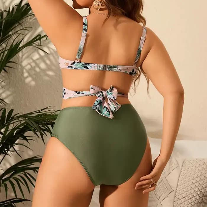 Jucleo-Maillot de bain deux pièces pour femmes, grande taille, sexy, imprimé, taille haute, tenue de plage, bikini, 5XL, nouvelle collection