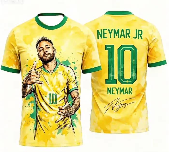 Maillot de football Neymar Jr. Brésil 2026 – Tenue de match et d'entraînement – T-shirt sport d'été pour homme – Vêtements pour enfants Y2K – T-shirts pour toute la famille