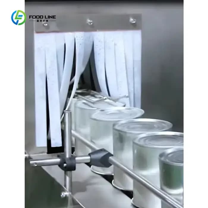 Boîte de thon entièrement automatique, équipement de nettoyage d'eau chaude pour aliments pour animaux de compagnie, Machine de lavage et de séchage de bouteilles en verre avec stérilisation UV