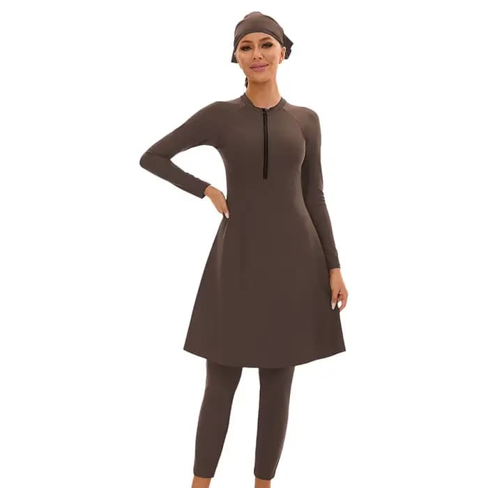Maillots de bain entièrement coupés 3 pièces maillot de bain Burkini entièrement couvert avec bonnet de bain maillots de bain unis