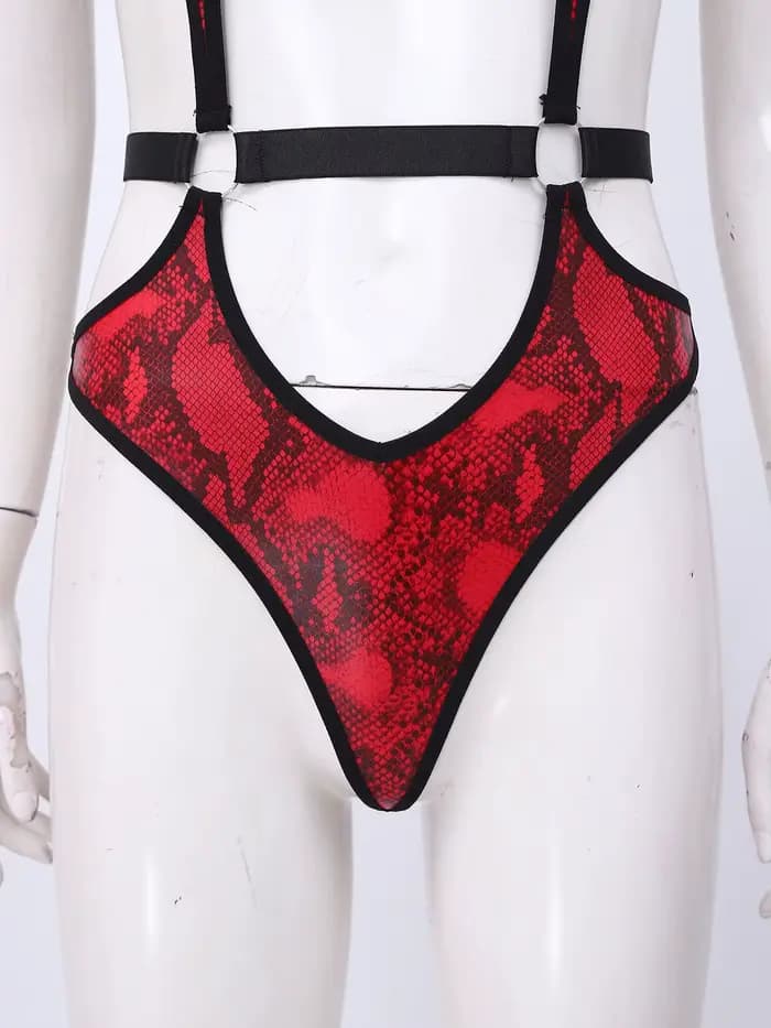 Maillot de bain une pièce pour femme, motif serpent, découpé, coupe haute, style body, monokini, string T-back, tenue de plage