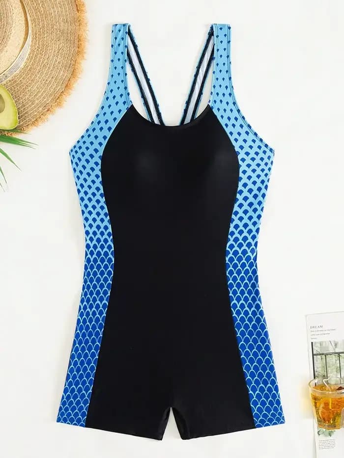 Maillot de bain sportif dégradé 2026 pour femme, une pièce, style vintage, coupe ajustée, pour la natation et la plage, XXL