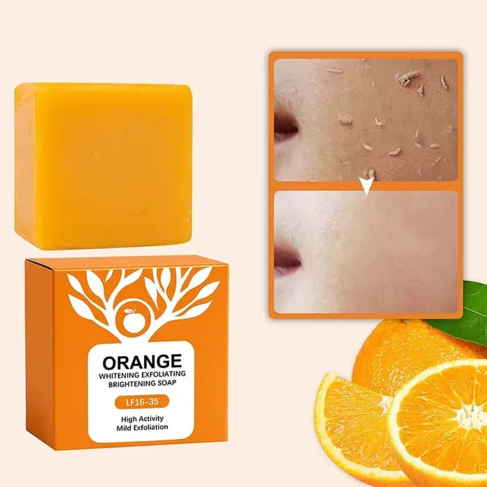 Barre de savon éclaircissante exfoliante douce enzymes d'orange, 100g, nettoyage doux du visage et du corps, hydratant, peau lisse et tendre