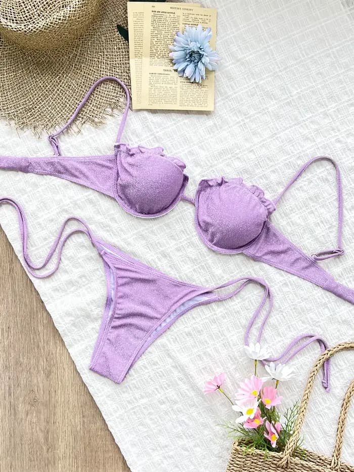 Ensemble micro bikini 2026 avec anneau métallique – Bretelles réglables et bas coupe haute