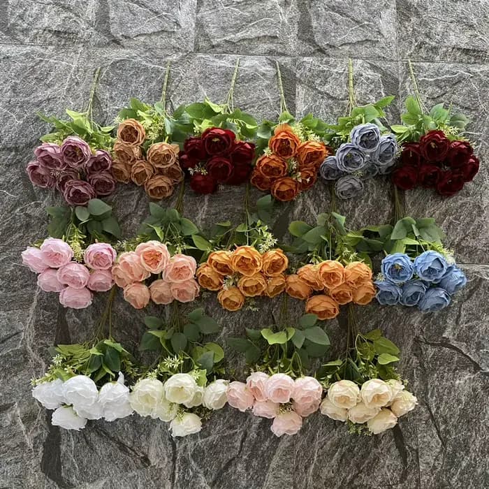 Bouquet de Roses Artificielles, Accessoires de Photographie de Mariage, Fleur pour Maison, Salon, Jardin, Hôtel, Bureau, Décoration de Poubelle Rose Bleue