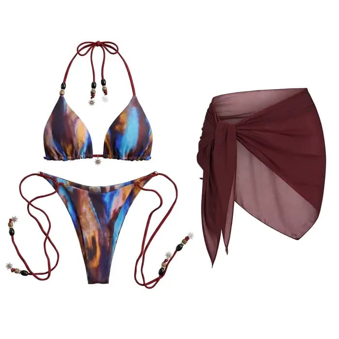 Bikini sexy avec jupe pour femmes