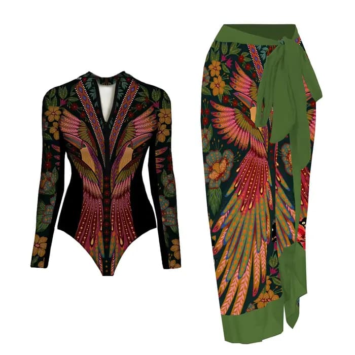 Maillot de bain une pièce, manches longues, fermeture éclair sur le devant, bleu, blanc, pour Surf et Sarong, amincissant, vêtements de plage