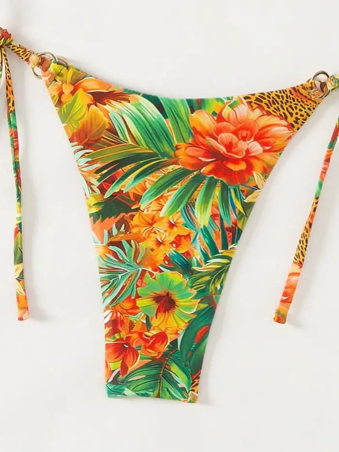 Ensemble bikini imprimé tropical pour femme